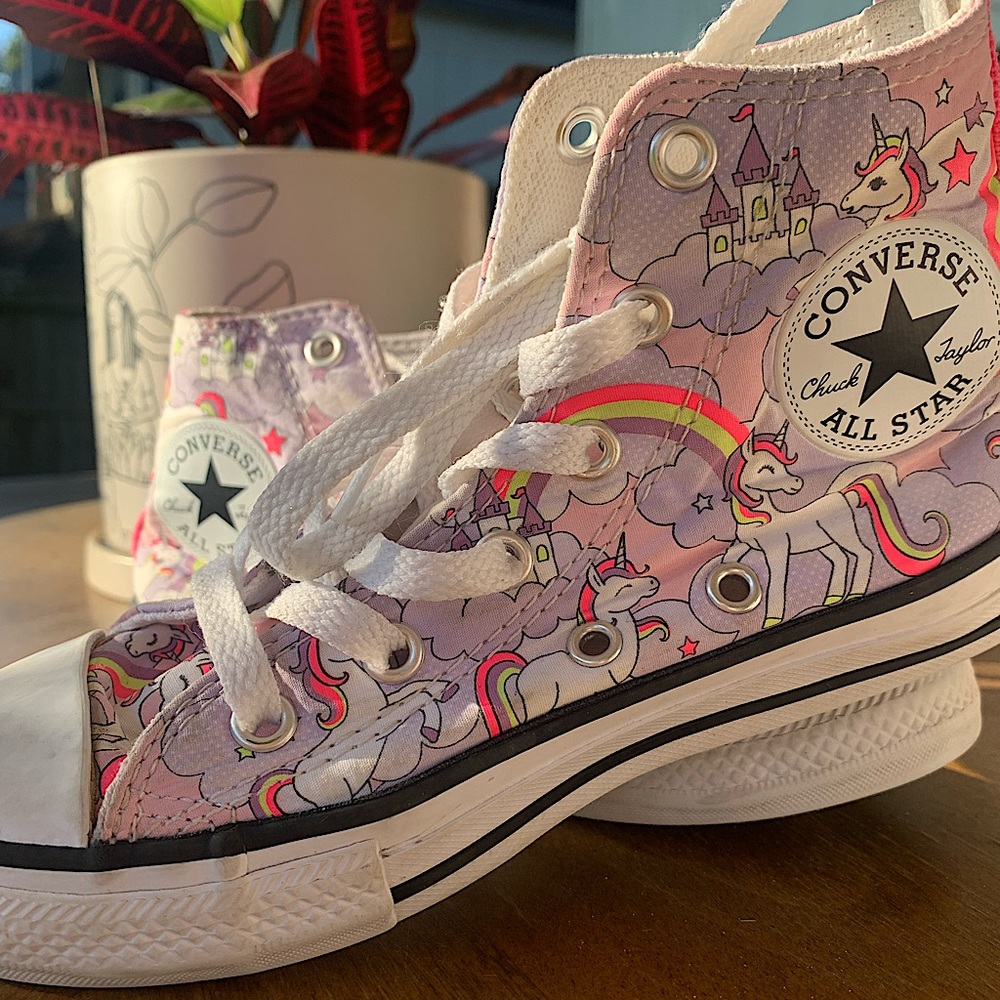 Unicorn Converse size 13. Hot Pink, White & Lilac Purple.